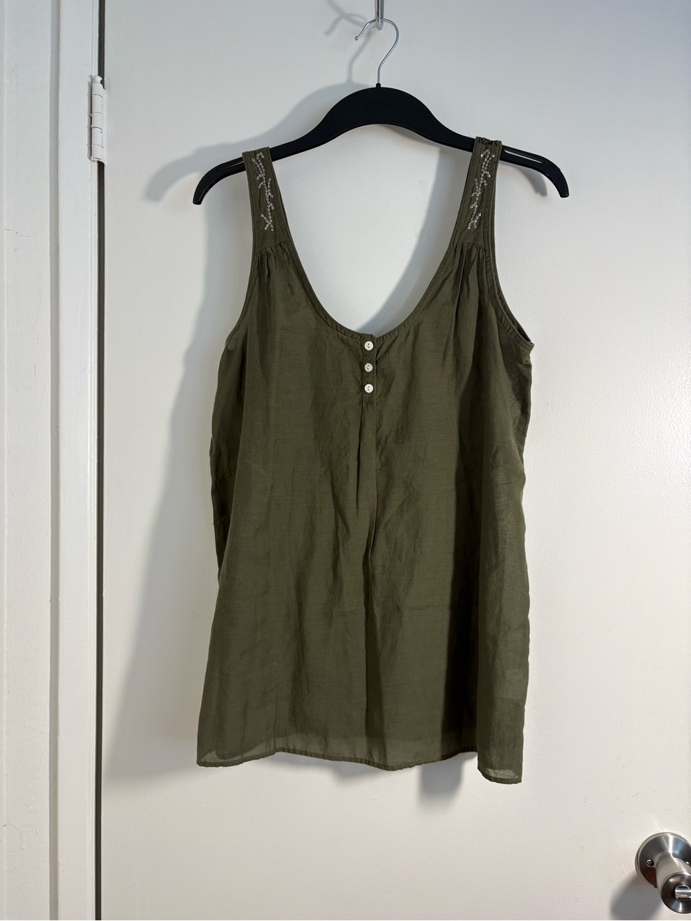 Calvin Klein Jeans Olive Green Sleeveless Button-Front Tank